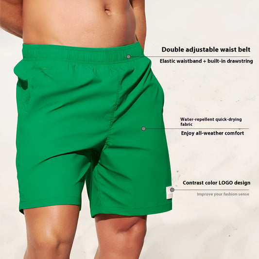 Men's quick-drying nylon beach shorts in four colours with straight leg opening