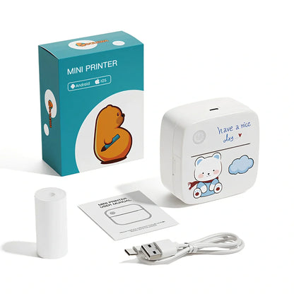 Portable mini label printer with Bluetooth connectivity and thermal printing technology
