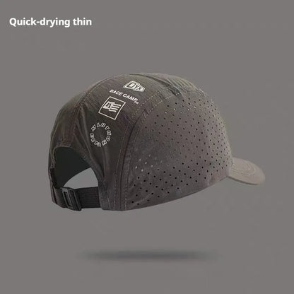 Men's adjustable baseball cap in breathable mesh fabric, shown in black, grey, green, khaki, or purple.