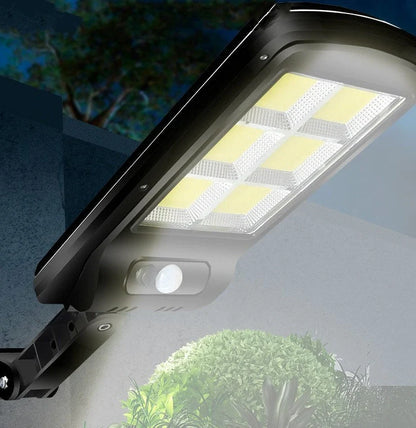 Black solar street light with infrared motion sensor, 370mm length, for outdoor garden and pathway illumination