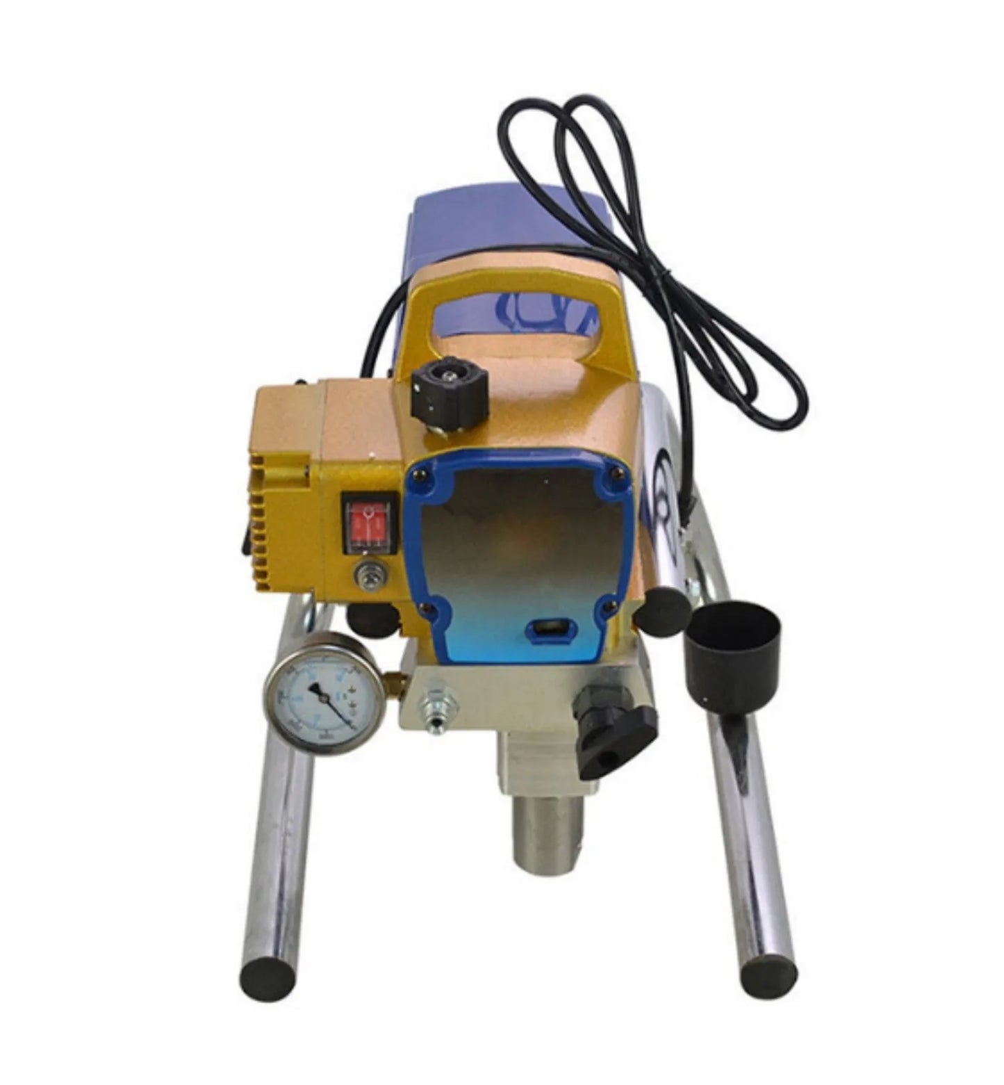 Electric airless spraying machine with spray gun, 50cm extension rod, and pressure gauge for painting tasks