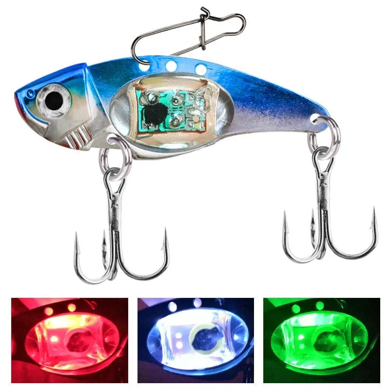 Luminous Metal Vib electronic fishing lure showing glow-in-the-dark features and metal vibration components
