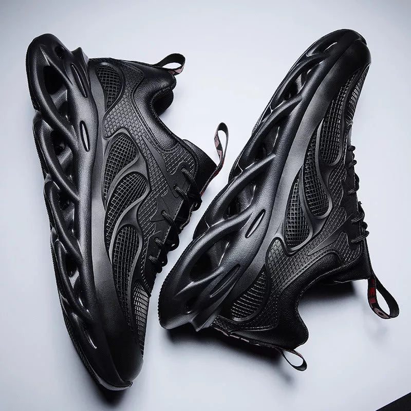 Men's invisible heightening shoes with breathable mesh in black and white