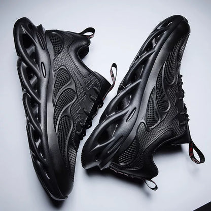 Men's invisible heightening shoes with breathable mesh in black and white