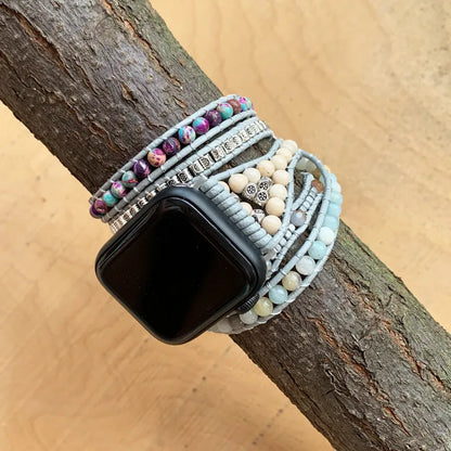 Natural stone multi-layer winding bracelet strap in 38-41mm and 42-45mm size options