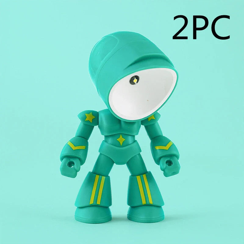 Mini LED Hero Robot Table Lamp with adjustable arms and 360° rotating head in various colors