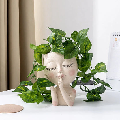 Resin forest decoration vase in coffee and white for home and garden decor
