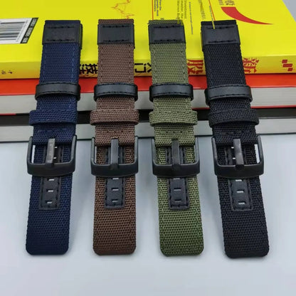 Canvas watch strap in Oxford cloth with size options from 20mm to 24mm width in six colour variations