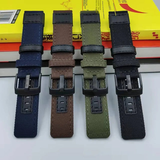 Canvas watch strap in Oxford cloth with size options from 20mm to 24mm width in six colour variations