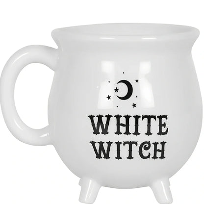 Black ceramic witch coffee mug with cartoon design showing 350ml capacity