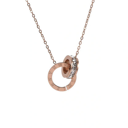 Women's rose gold Roman numeral diamond necklace with adjustable chain