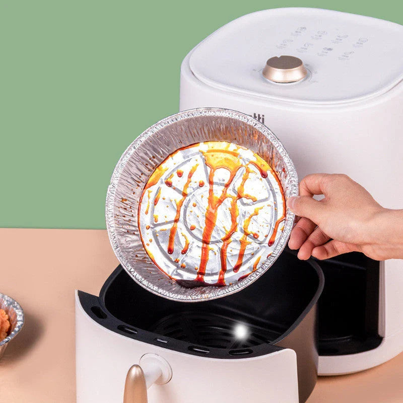 Premium non-stick aluminum foil liners in various sizes for air fryers, ovens, and other cookware