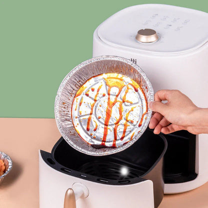 Premium non-stick aluminum foil liners in various sizes for air fryers, ovens, and other cookware