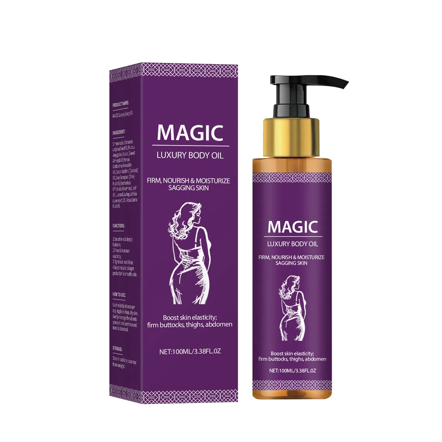 100ml body soothing treatment oil bottle with jojoba camellia sweet almond oils