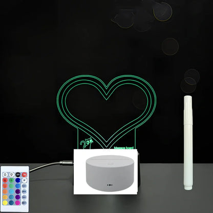 3D acrylic LED message board with touch controls showing illuminated writing on 3.5mm thick surface