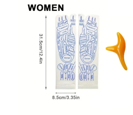 Acupressure foot massager socks with reflexology charts for targeted relief