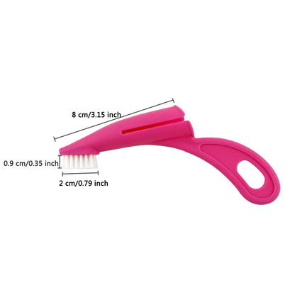 Red and white pet finger toothbrushes with soft silicone bristles for cleaning dog and cat teeth.