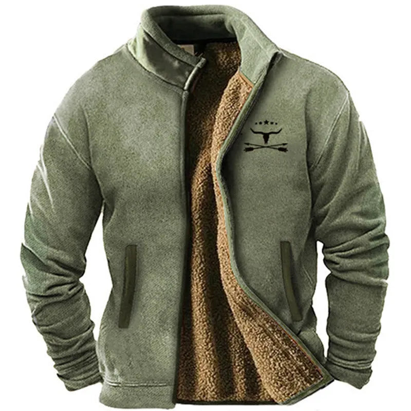 Men's padded coat in green or light brown, polyester fibre construction, sizes S to 5XL