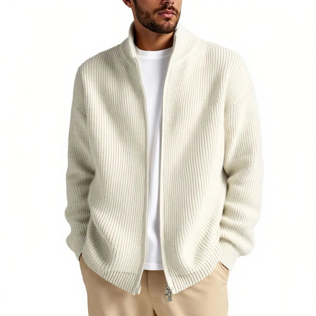 Men's loose cardigan sweater coat in chemical fibre blend available in five colours