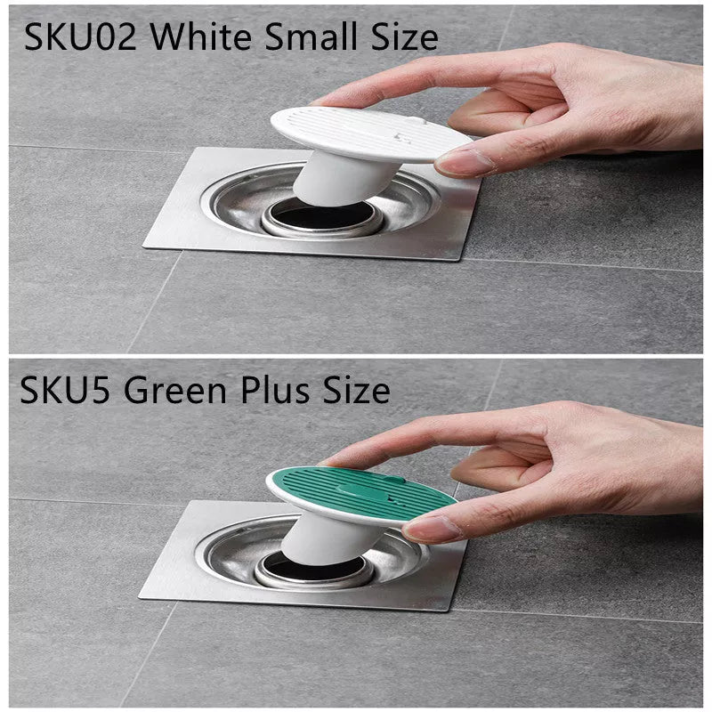 Whale Magnetic Suction Floor Drain Cover in white, orange, or green, blocking sewer odors with a tight seal
