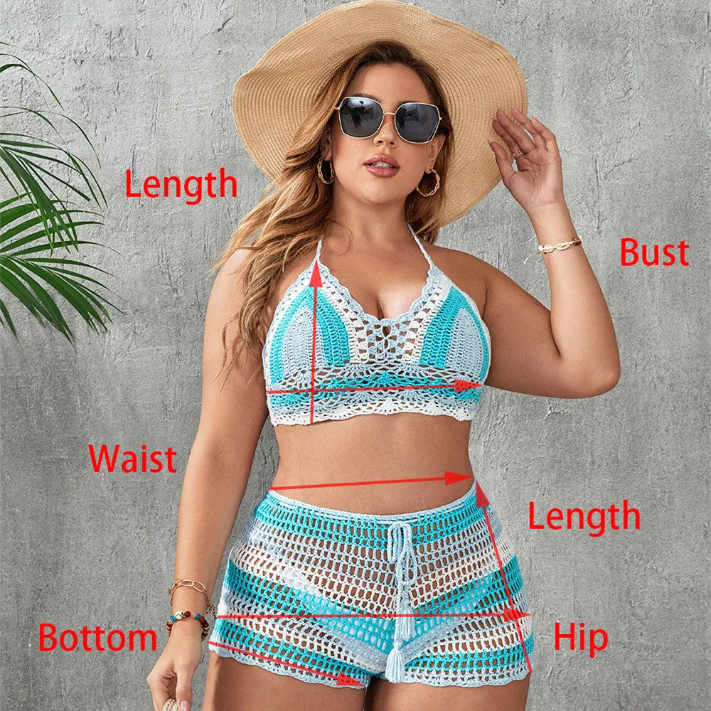 Blue women's swimsuit briefs with hollow out straps and split side design