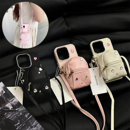 Stylish Crossbody Phone Wallet with Removable Strap for Apple iPhones in White, Black, and Pink Colors