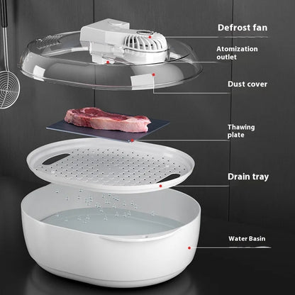 A modern simple style aluminium quick defrosting plate for household kitchen use.