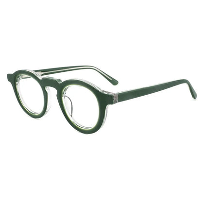 Hip-hop fashion glasses with a black plate frame, thick light-colour stitching, and a full rim box style.