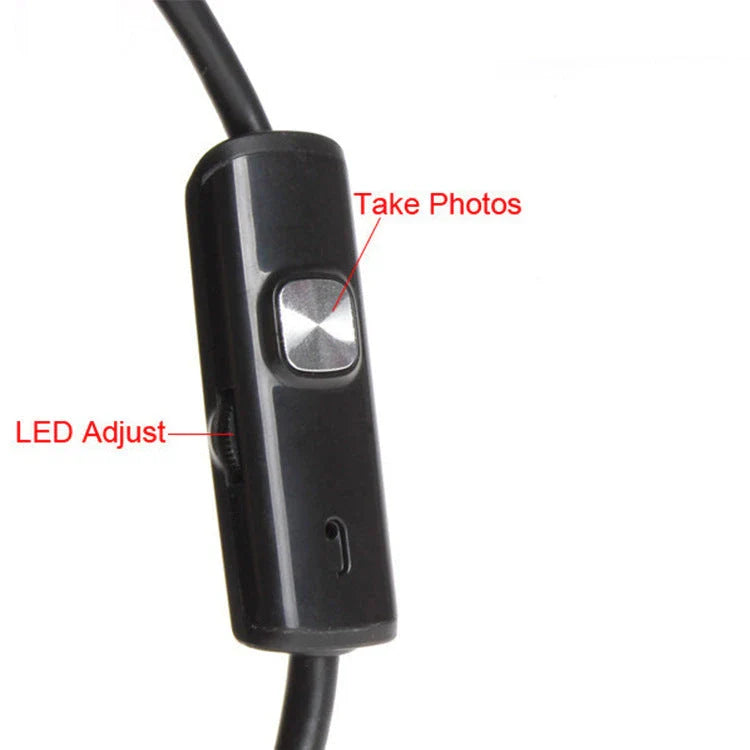 High-definition endoscope camera with 1200P HD resolution, adjustable LED lights, and waterproof design for versatile use on smartphones, tablets, and PCs.