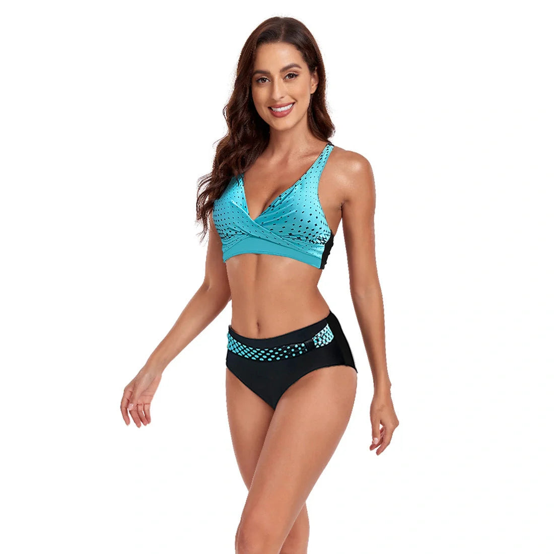 Beach Split Swimsuit Halter Bikini with unique printing pattern, available in multiple colors and sizes S-XXL