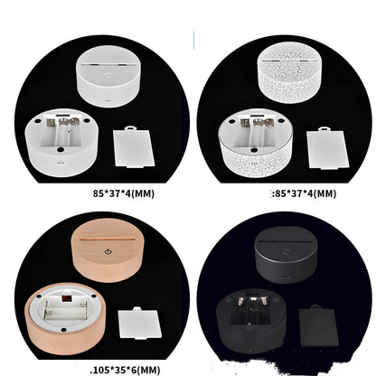 Creative 3D LED bedside night light with 4mm acrylic shade, touch switch, and USB cable on black ABS base