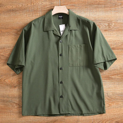 Men's lightweight pure cotton short sleeve shirt in loose Japanese style