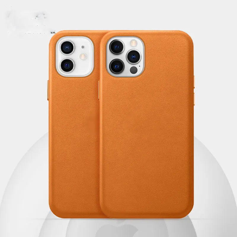 Real cowhide leather iPhone case for 12 and 13 Pro Max models in multiple colours.