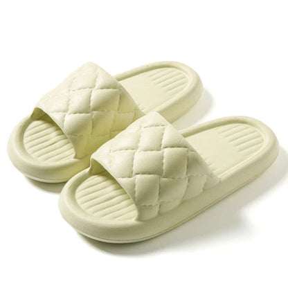 Stylish and comfortable EVA slippers with unique rhombus design, available in various colors for indoor and bathroom use