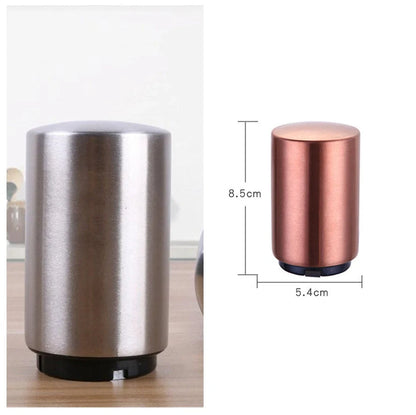 Stainless steel magnetic beer bottle opener with brushed metal finish