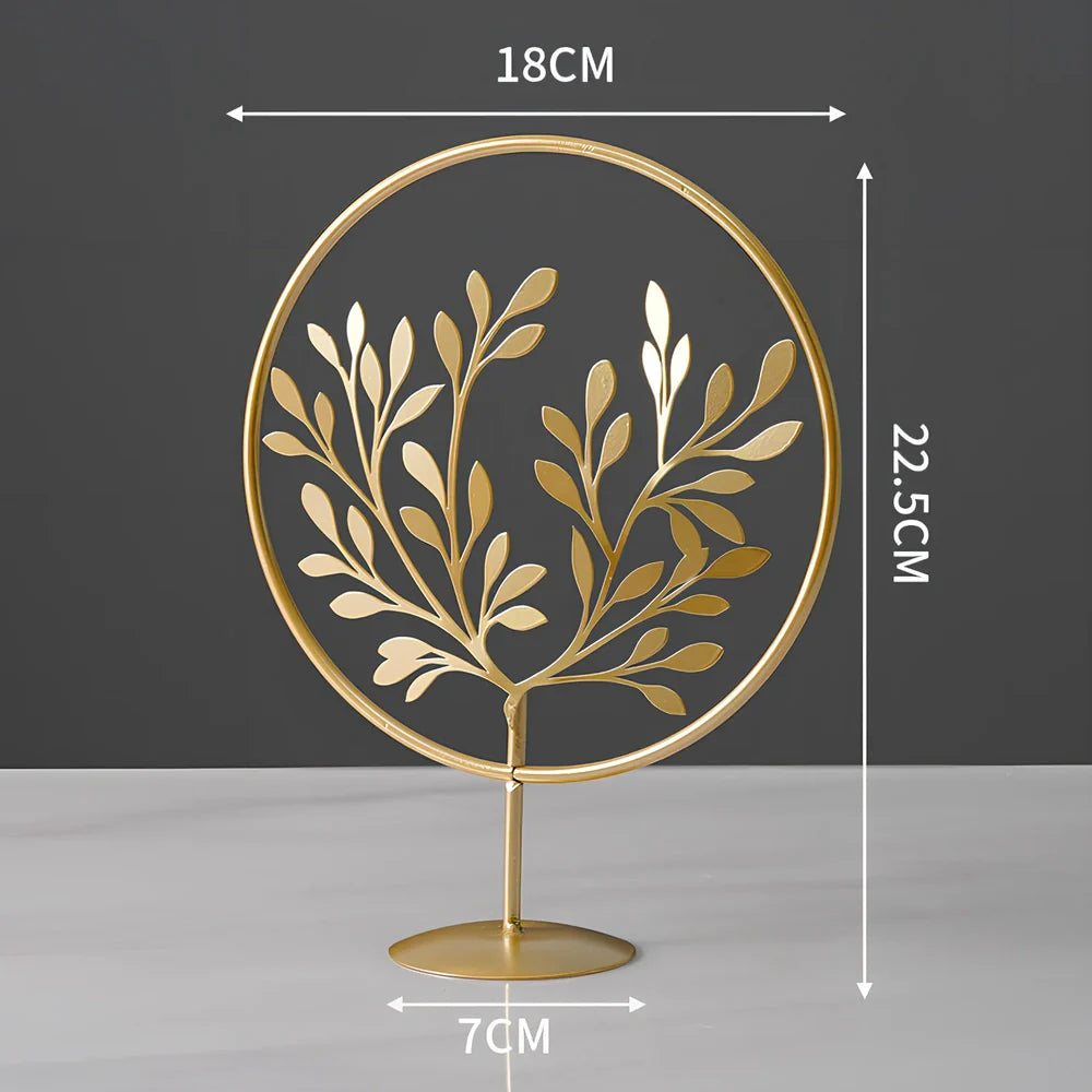 Nordic geometric wrought iron ornament with copper finish measuring 15x20cm