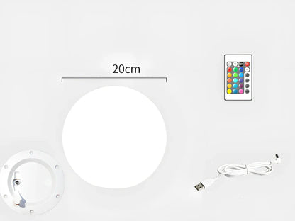 White spherical LED luminous ball light with remote control for outdoor garden and pool illumination
