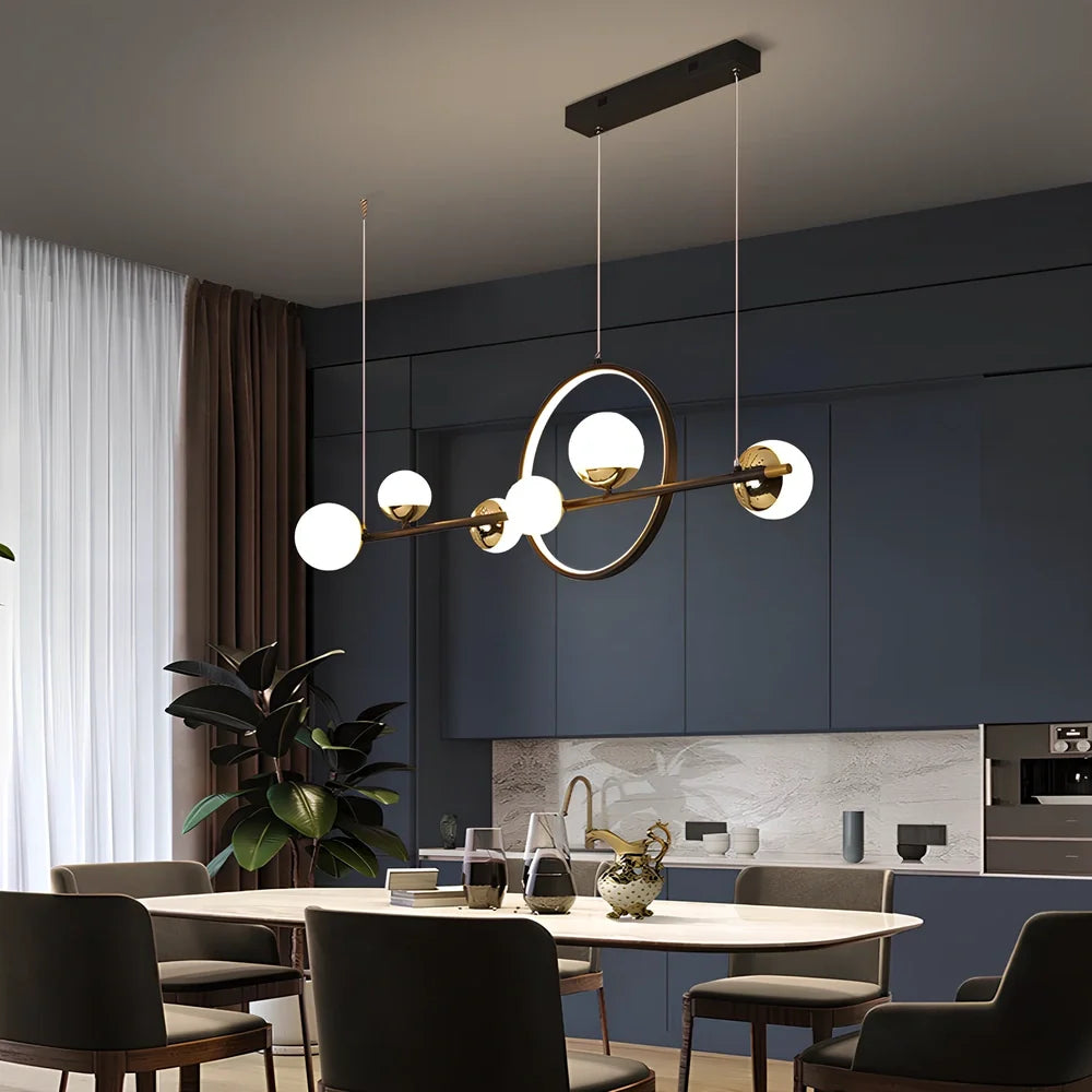 Nordic style restaurant chandelier with 112cm diameter iron framework and six light sources