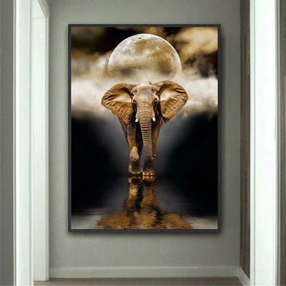 Frameless black elephant oil canvas painting rectangle 50x70cm for living room wall decor