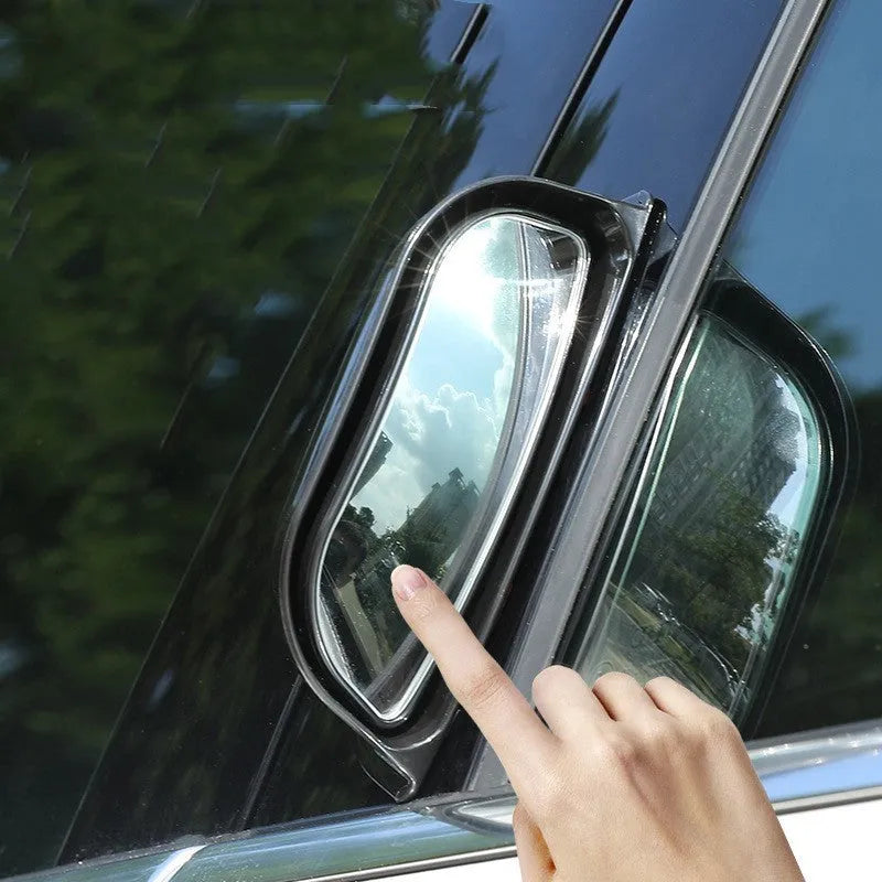Universal wide angle car mirror measuring 126mm wide with black or white printing colour options