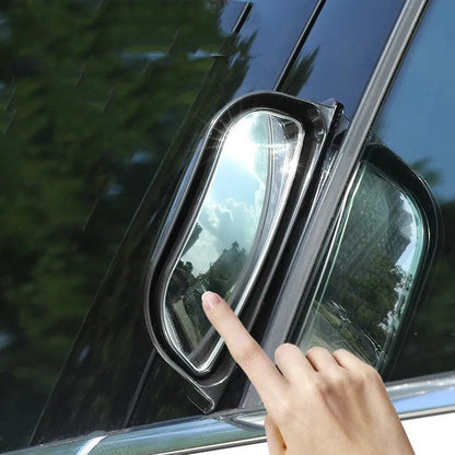 Universal wide angle car mirror measuring 126mm wide with black or white printing colour options