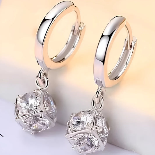 Geometric rose design copper earrings with zircon details in multiple colour options