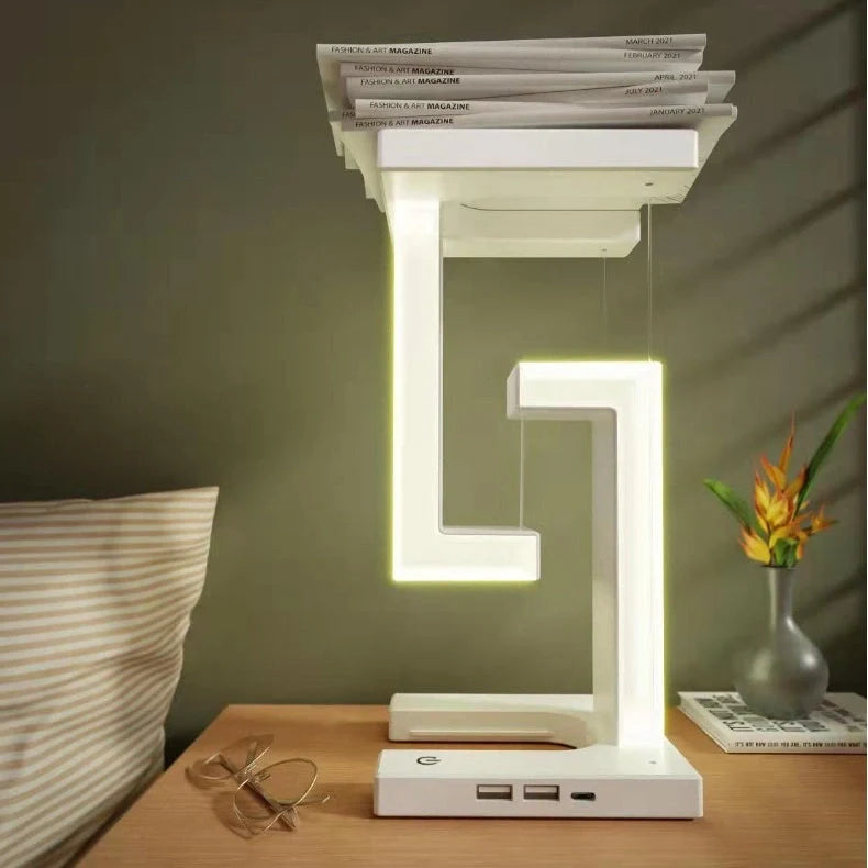 Floating wireless charging suspension lamp with LED light in modern design