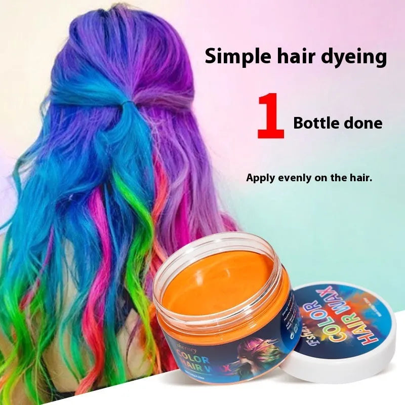 120g hair styling clay pot in one of nine colours: White, Orange, Red, Yellow, Blue, Green, Purple, Rose Red, or Granny Grey