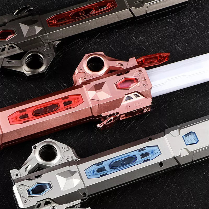 Retractable RGB laser sword with frosted metal handle and 7 color options