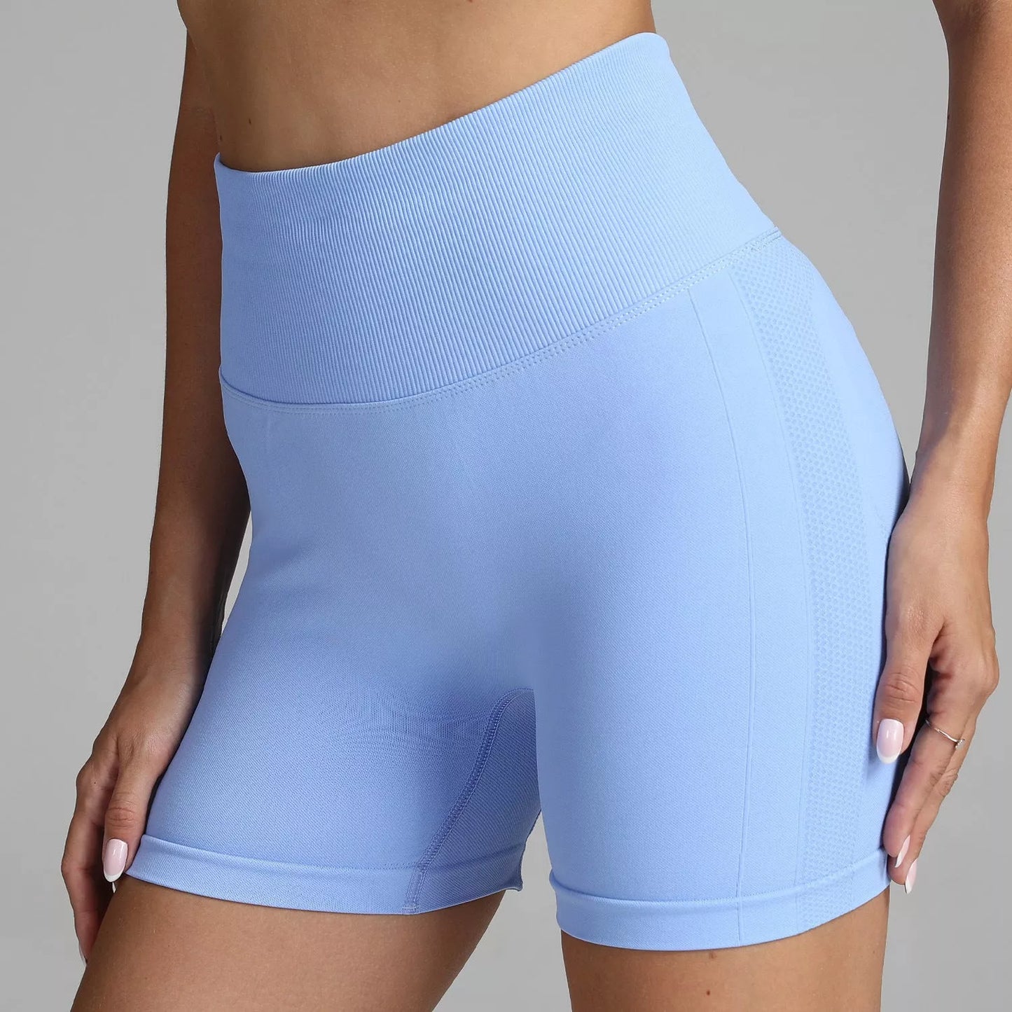 High waist seamless yoga shorts for women with hip-lifting design in various colors