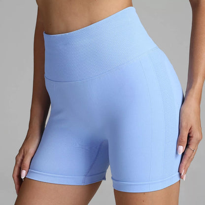 High waist seamless yoga shorts for women with hip-lifting design in various colors