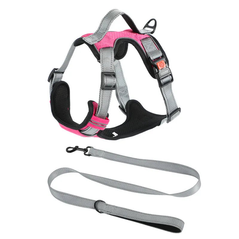 Polyester dog vest harness with hand-holding rope attachment in multiple colour options