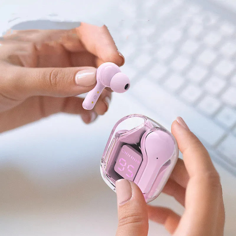LED power digital display mini wireless Bluetooth headset in five colours with silicone case
