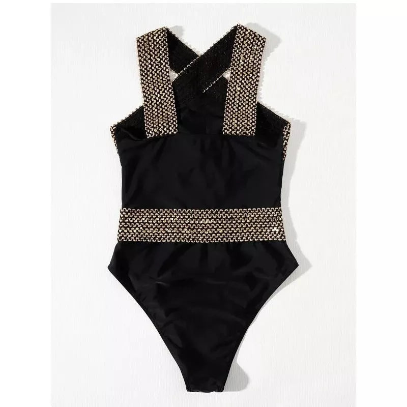 Solid color one-piece swimsuit with optional chest pad in black and blue